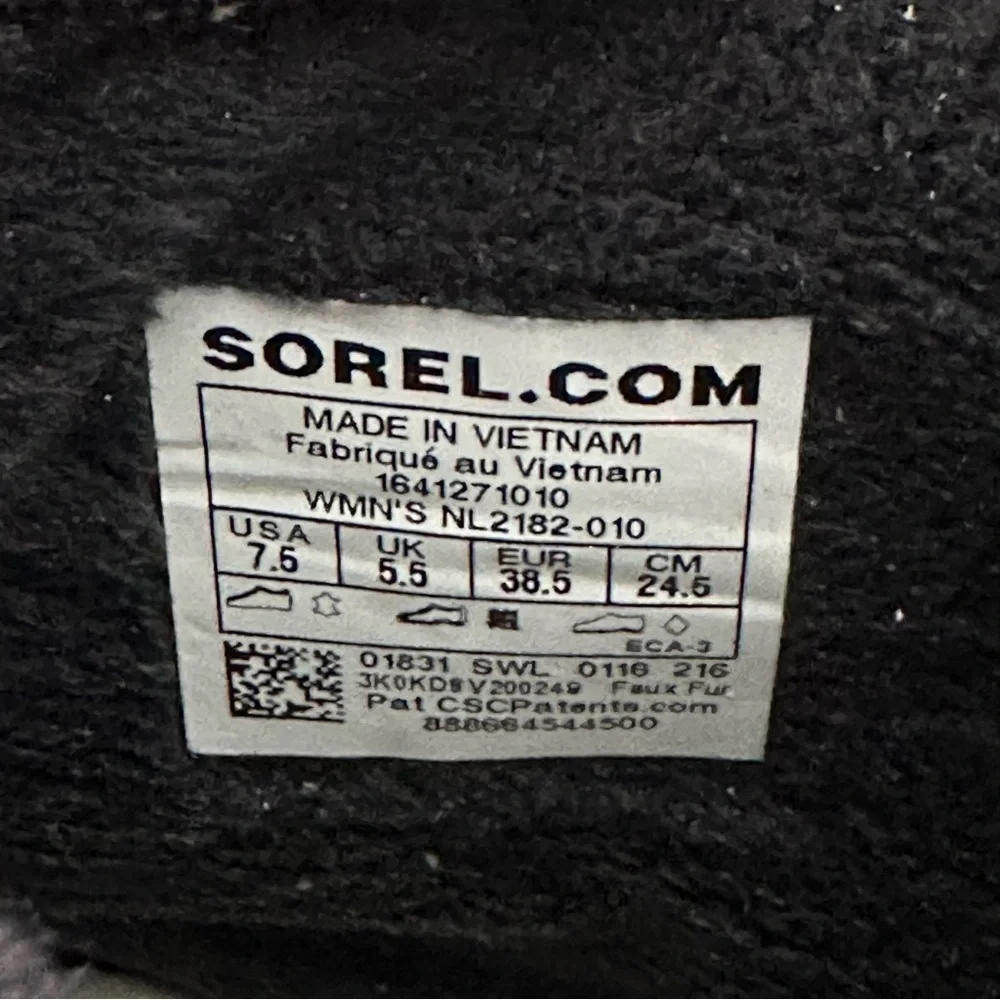 Size 7.5 Sorel Womens Tivoli II Black Waterproof Winter Boots Faux Fur Insulated - Picture 10 of 10